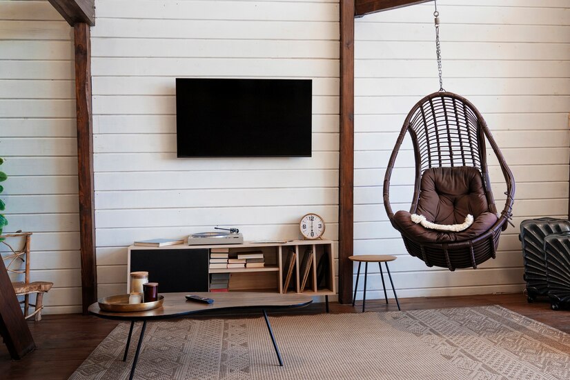 vintage rattan tv console